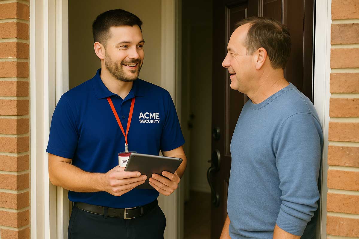 Security professional using Jaduguard app with homeowner